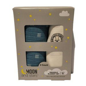 Moons and Stars 2pc Swaddles - Blue